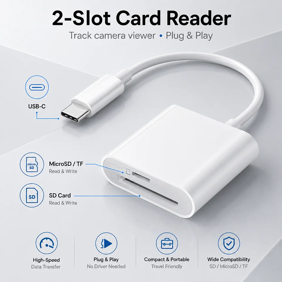USB C Micro SD Card Reader Type C 2 IN 1 Card Adapter Plug & Play for iPhone 15 16 17 iPad Pro MacBook Air Mac