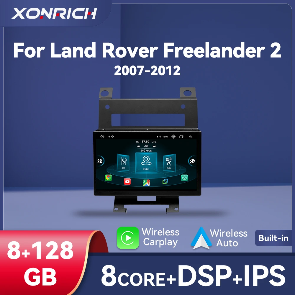 Lettore autoradio wireless Carplay Android 14 per Land Rover Freelander 2 2007-2012 navigazione GPS DSP 128GB AI Voice Multimedia