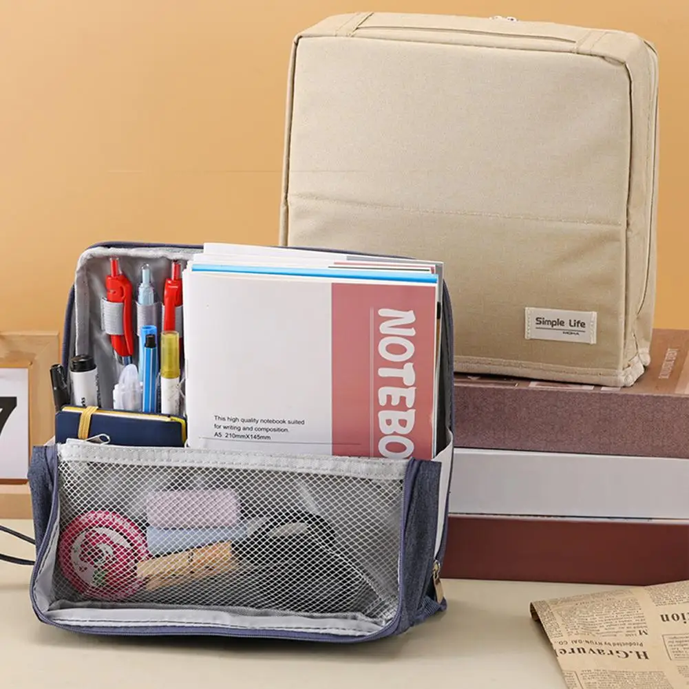 

Портативный стоячий держатель для кистей для макияжа, стоячая косметичка, большая вместительная ткань Оксфорд, простой органайзер для канцелярских принадлежностей, студенческий