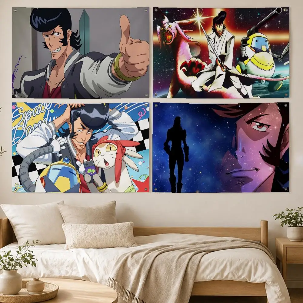 Retro Anime Space Dandy Flags Room Bedroom Home Outdoor Wall Hanging Concert Printed Background Decoration Art Banne