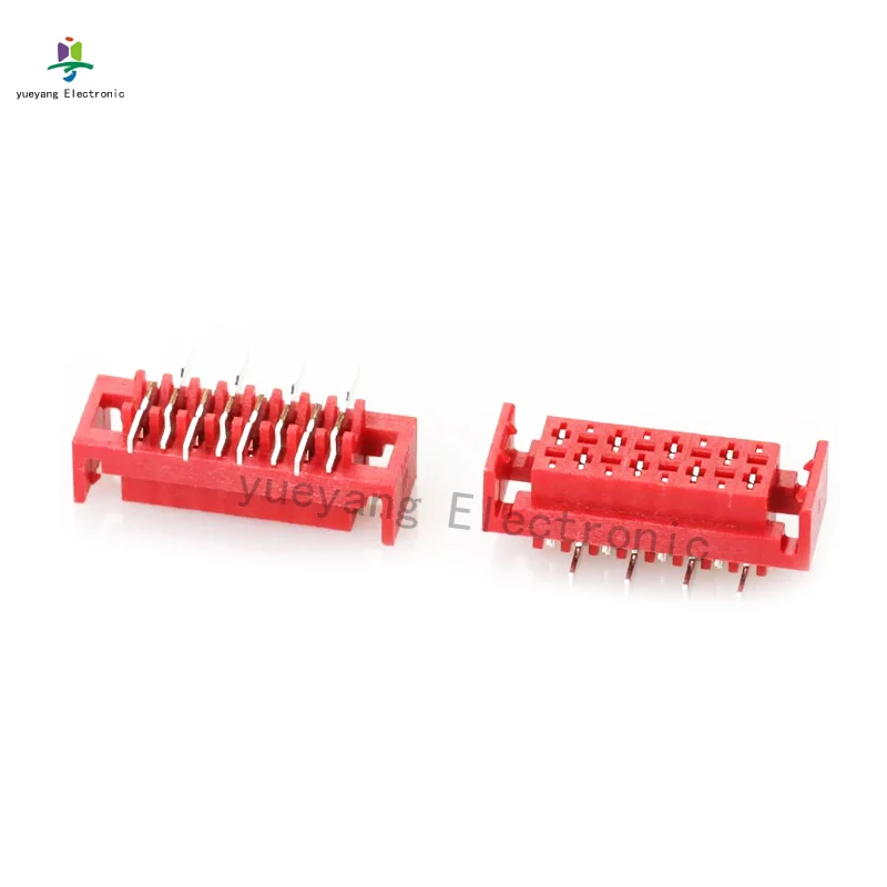 20Pcs 2.54mm Red IDC Micro match connector 4P 6P 8P 10P 12P 14P 16P 18P 20P 24P 26P  slot female socket smt soldering staggered