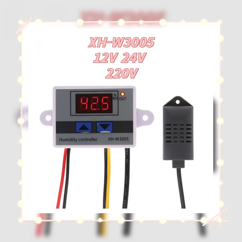 XH-W3005 humidity sensor 12V 24V 220V 10A digital humidity controller humidity meter control switch 0~99% RH humidity meter