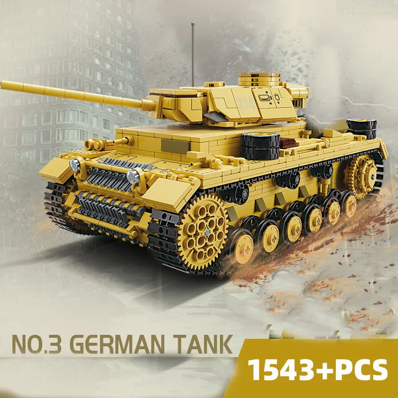 

Военный 2 мировая война немецкий танк Panzer III средний танк блок DIY Мини 1543 шт. Строительные Кирпичи Игрушка для мальчиков