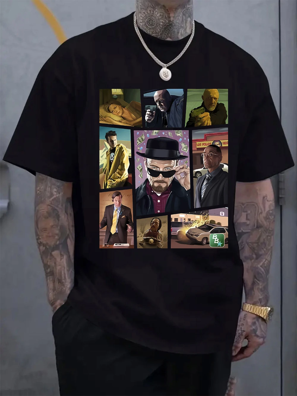Breaking Bad Inspired Men's Graphic T-Shirt Walter White Jesse Pinkman Hank Schrader Grid Portrait Lightweight Summer Tee