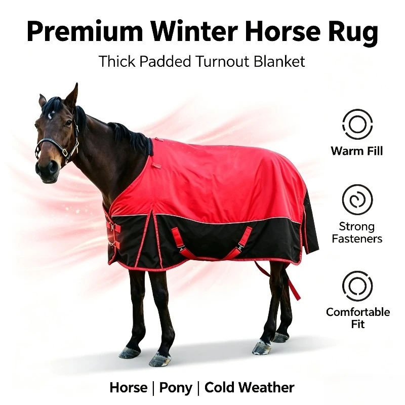 Winter Padded Horse Rug Spliced Equine Blanket Warm Horse Cover for Pony Cold Weather Horse Protection