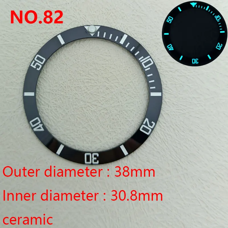 38mm GMT C3 Green Blue Luminous Ceramic Bezel Insert Fit 40mm Watch Case Insert Ring With NH36 NH35 Movement Matte