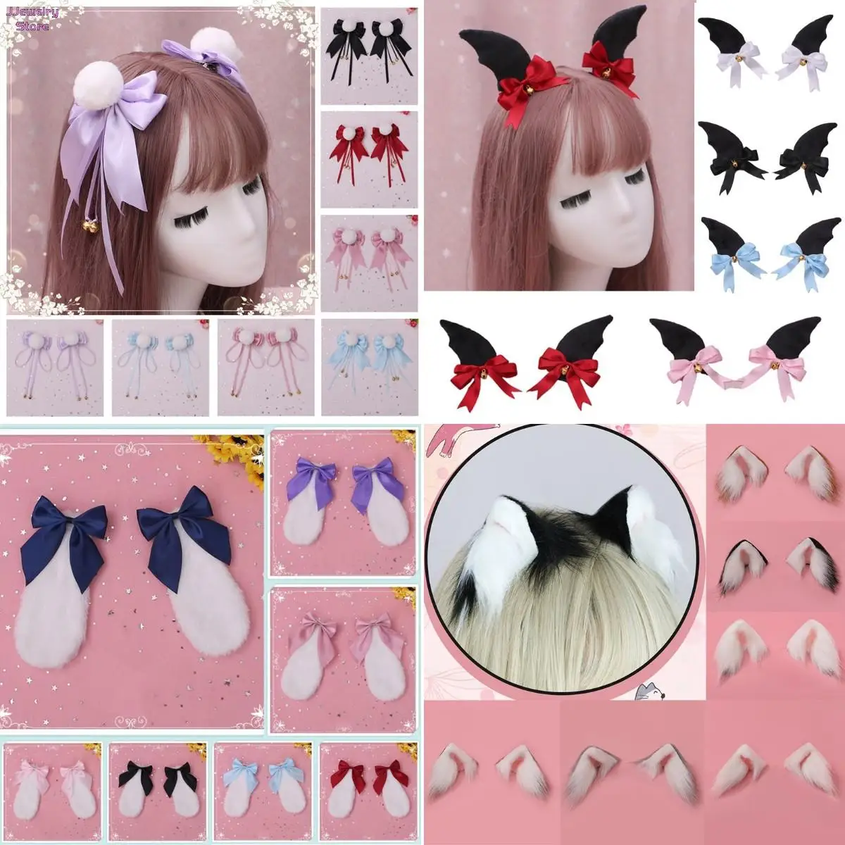 

Hot Women Girls Hair Clip Cute Rabbit Bunny Plush Lop Ears Hairpin Candy Color Ribbon Bowknot Lolita Cosplay Hair Accessories