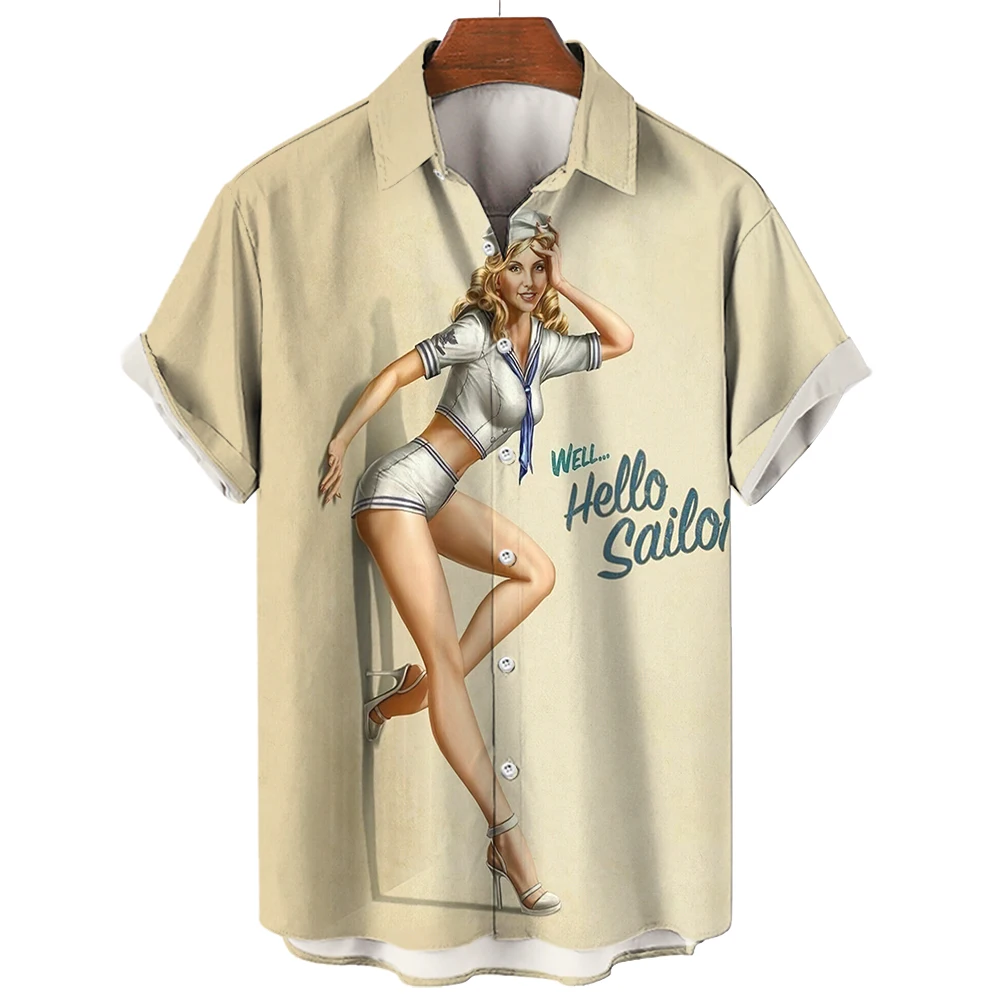 เสื้อฮาวายเซ็กซี่ร็อคผู้หญิงสไตล์ฮิปฮอปมอนโรแขนสั้นพิมพ์ลาย3D เสื้อทรงหลวมเสื้อใส่เดินชายหาดแบบลำลองเสื้อผู้ชายเสื้อเชิ้ตเสื้อผ้าแนวย้อนยุค