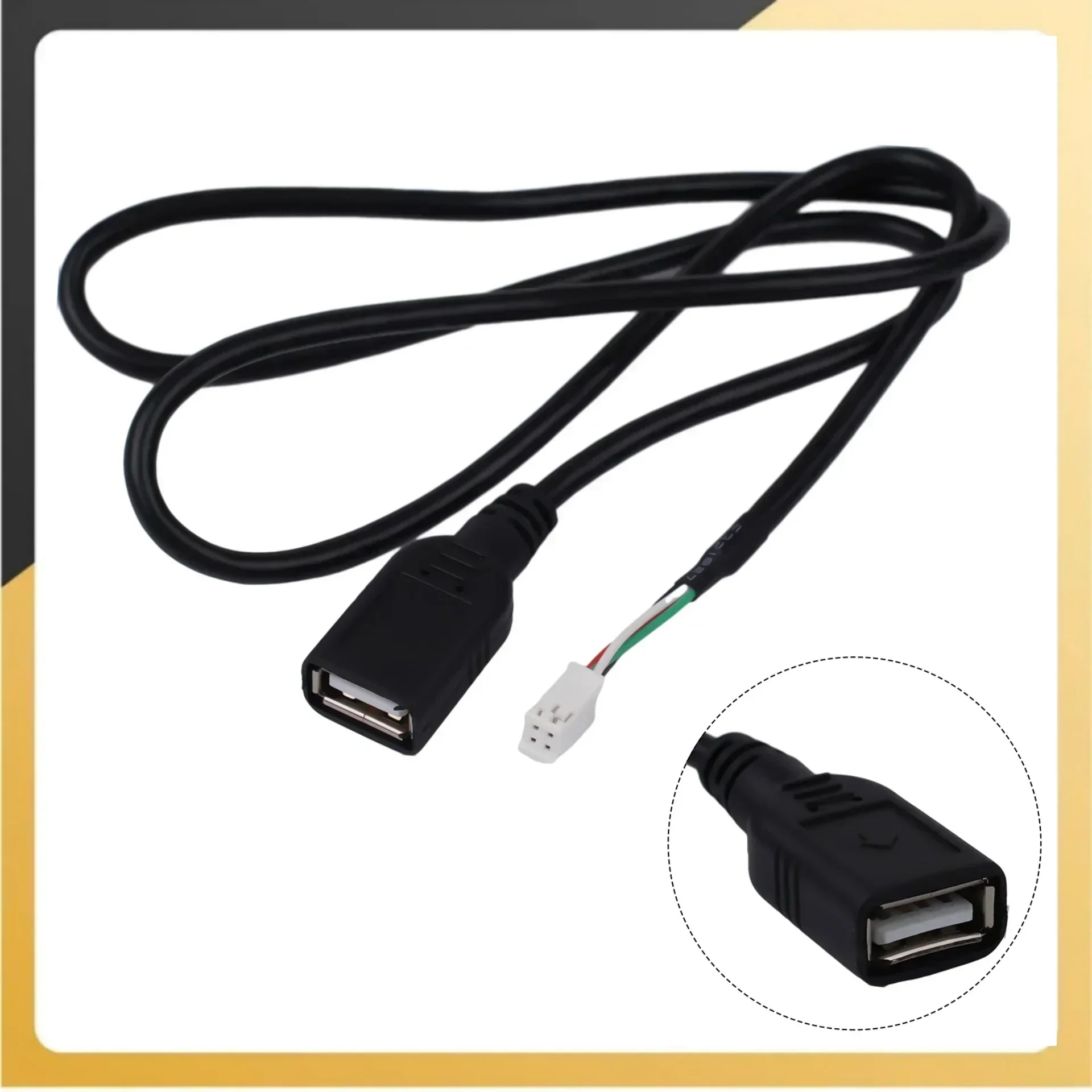 Universal 1x Black ABS 4-Pin Connector USB Extension Cable Adapter Car Radio Stereo Auto Replace Part 4Pin Connector