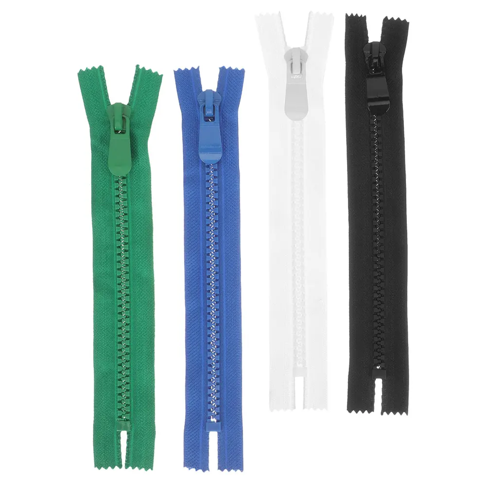 

4Pcs Resin Zippers Wear Resistance Flat Points Versatile Use for Garments Tents and Bags Open End Zippers Garment Supply
