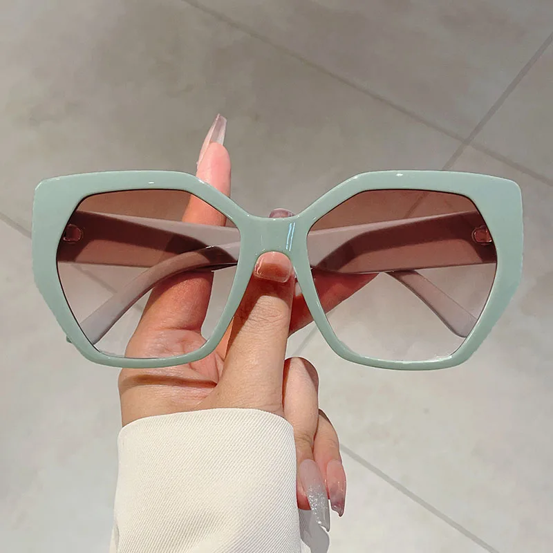 KAMMPT Polygon Design Black Shades Ins Marke Gradient Damen Sonnenbrille Neu in Damenmode Sonnenbrille zum Fahren am Strand