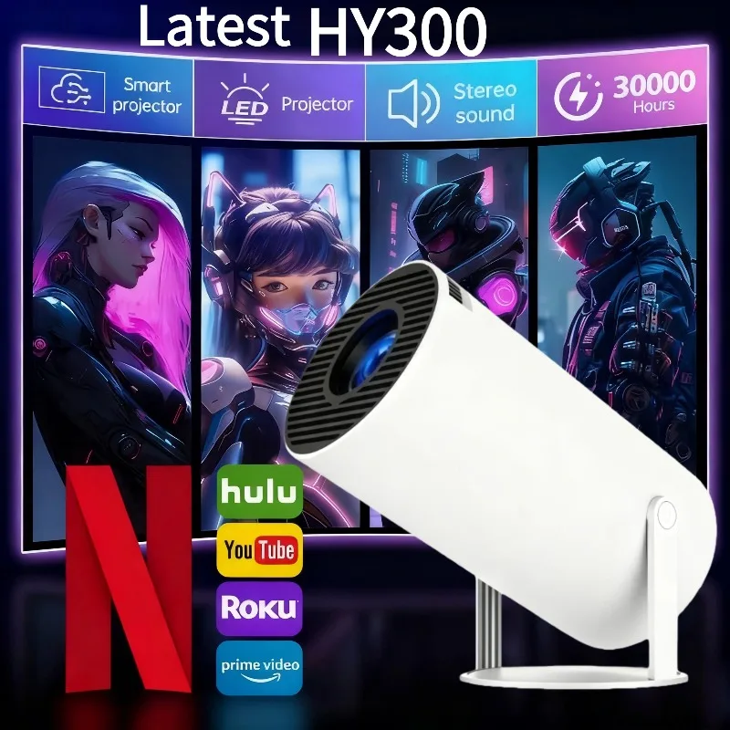 

H713 BT5.0 1080P 1280*720P Cinema Outdoor portable projector brand new 4K Android 11 HY300 Wifi6 290ANSI Wansheng