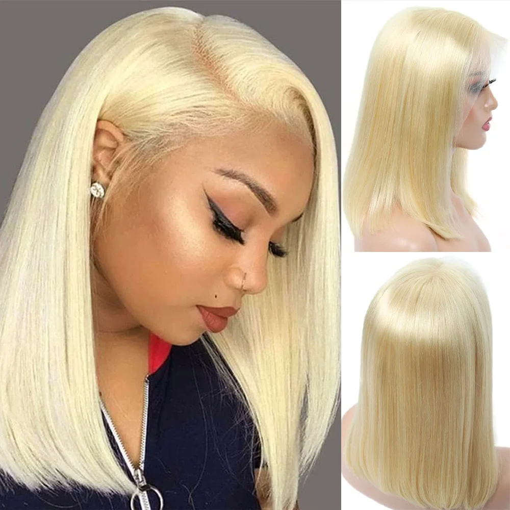 Bob 613 Blonde Short Straight Full Frontal Lace Human Hair Wigs 12 inch 13x4 13x6 HD Lace Front Hair Wigs for Black Women