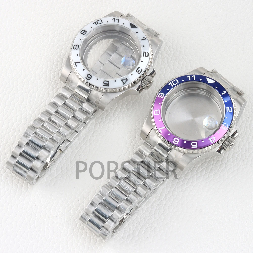 

Silver 40mm NH35 Watch Case Sapphire Glass Stainless Steel Presidential Strap for GMT NH34 NH35 NH36 NH38 Movement 28.5mm Dial