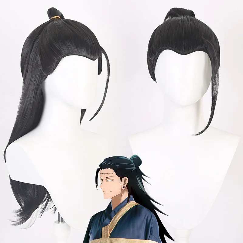 Jujutsu Kaisen Yuji Itadori Pure Black Half Bun Style Full Bun Style Cosplay Perücke