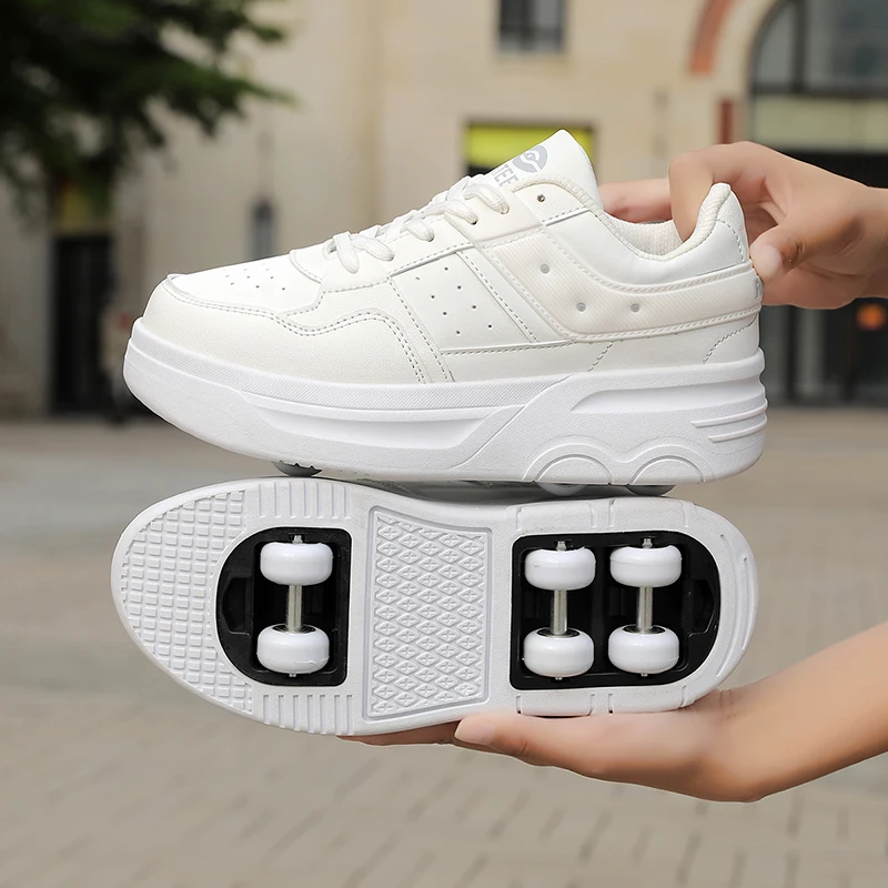 

2025 New Boys' Cool Multi-Light Roller Sneakers: 2-Wheel Shoes, Girls' Roller Skates for Students