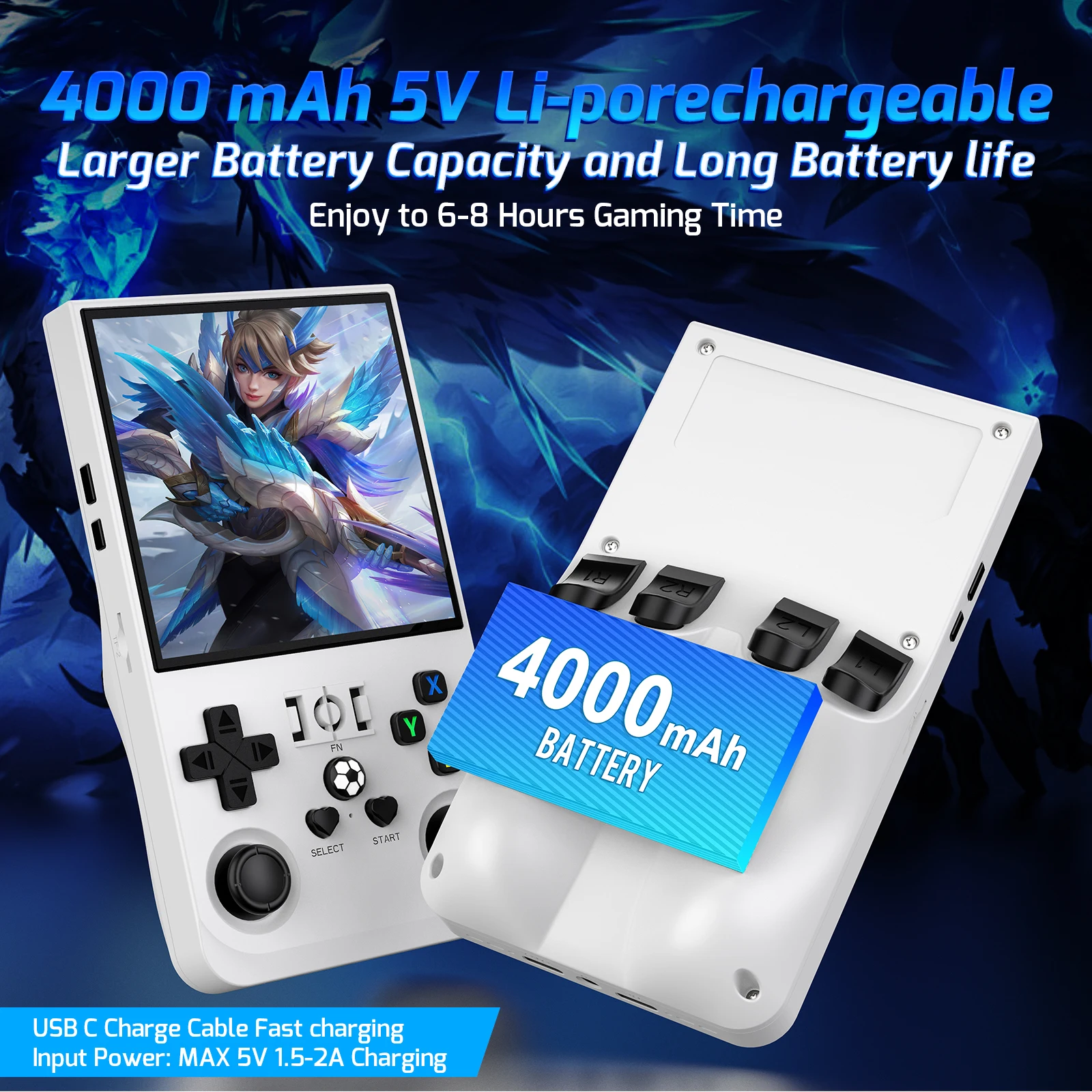 Retro Handheld Game Console RK3326 4*A53 1.5GHz Portable Pocket Game Player 4000mAh 4.0-inch IPS 720 × 720 Screen
