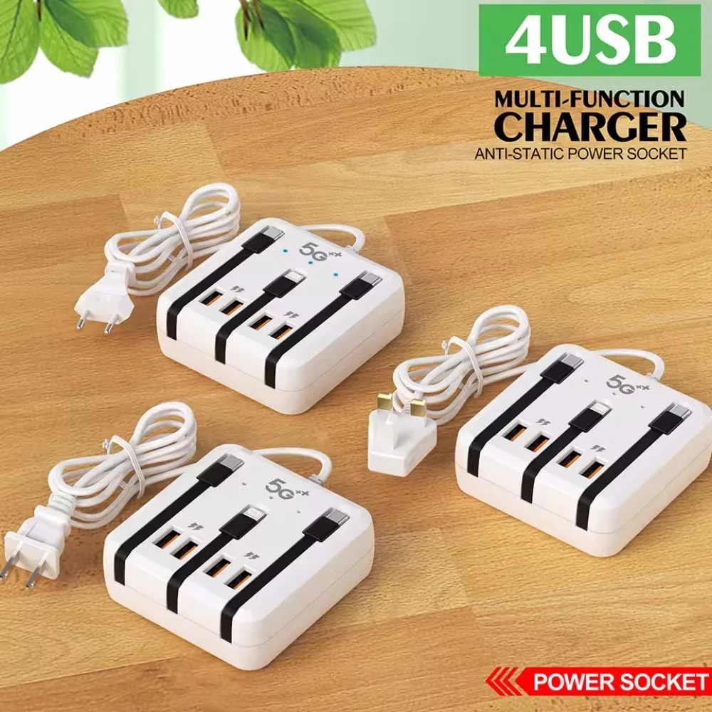 

PD 66 Вт USB Type C Зарядное устройство Быстрая зарядка Многопортовый настольный адаптер для iPhone Xiaomi Samsung Huawei Многофункциональный удлинитель