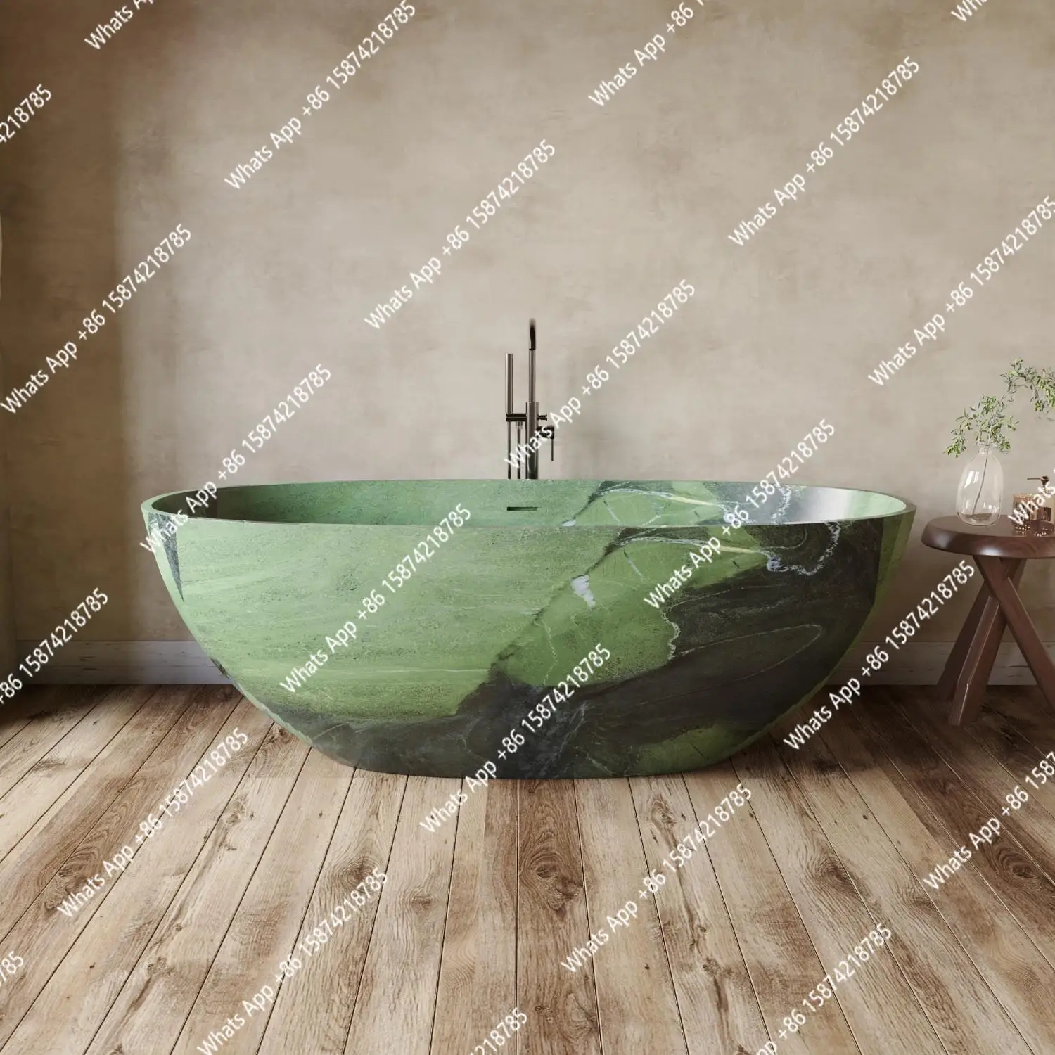 J Italian Luxury Egg-Shaped Bathtub, PMMA Stone Composite Freestanding Tub, Heat Retention &Easy-Clean, Body Contour, Customizab