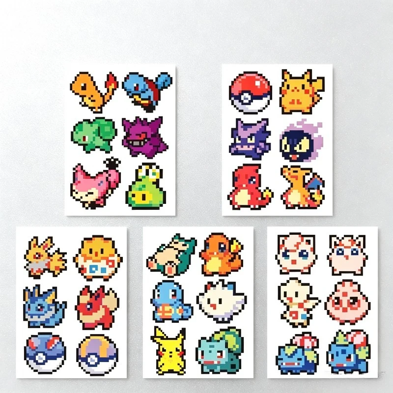 Pokemon Pixel Cartoon Stickers Cute Pikachu Decals Anime Toys Car Motorcycle Decoration Waterproof Vehicle Sticker Collection