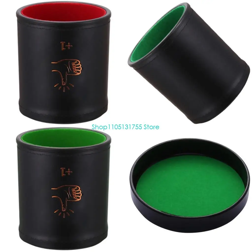 

K0EF Quiet PU Leather Straight Dices Cup Shaker Dices Cups Bar Game Supply