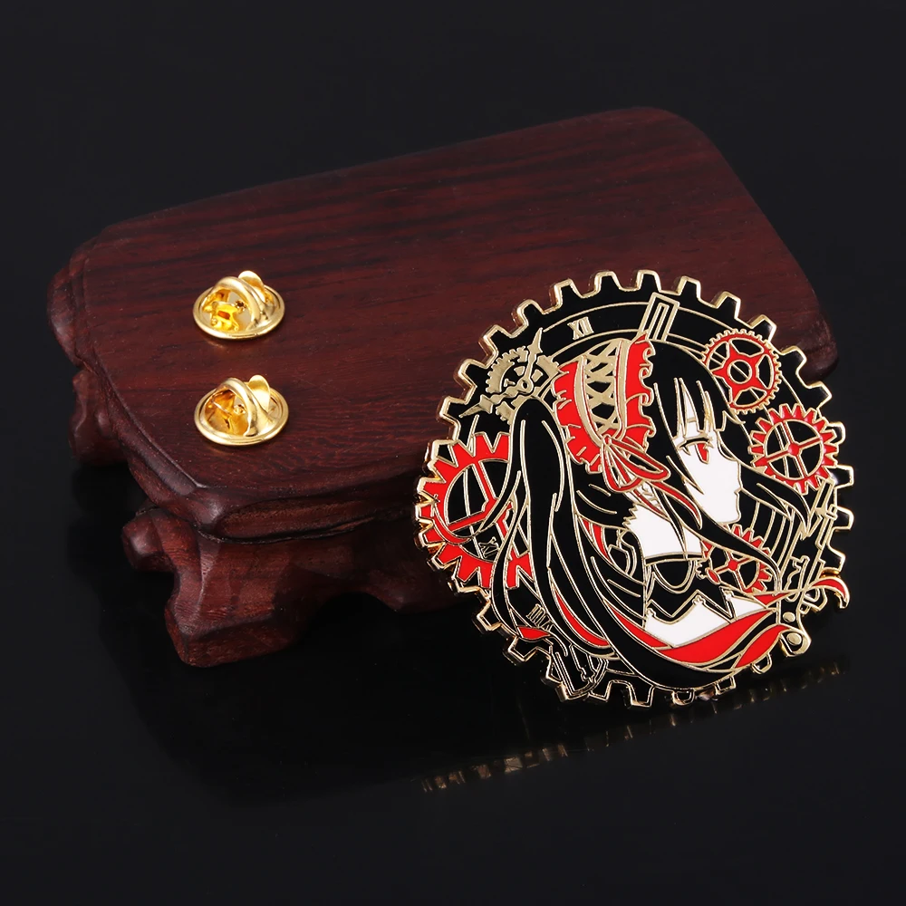 Broche esmaltado de Anime para hombre y mujer, alfileres de Metal, insignias, botones, accesorios de solapa de disfraz, fecha A LIVE, Tokisaki Kurumi, regalos