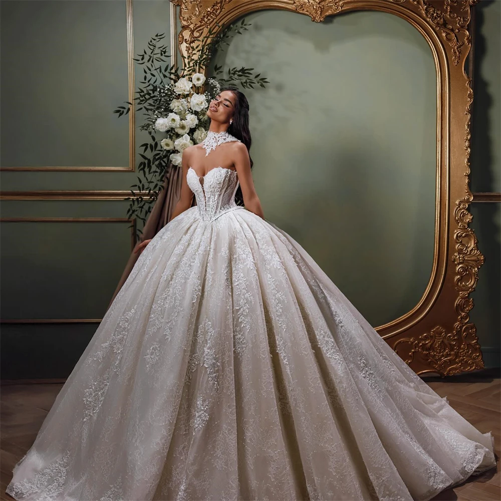 

Customized Elegant White Organza Wedding Dress Classic Sweetheart Sleeveless Bridal Gown Boho A-Line Chapel Train Robe de mariée