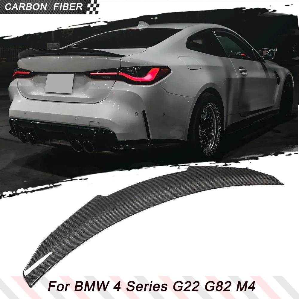

Carbon Fiber Car Rear Trunk Racing Spoiler for BMW 4 Series G22 G82 M4 2021-2025 Auto Rear Boot Lid Highkick Spoiler Wing Lip