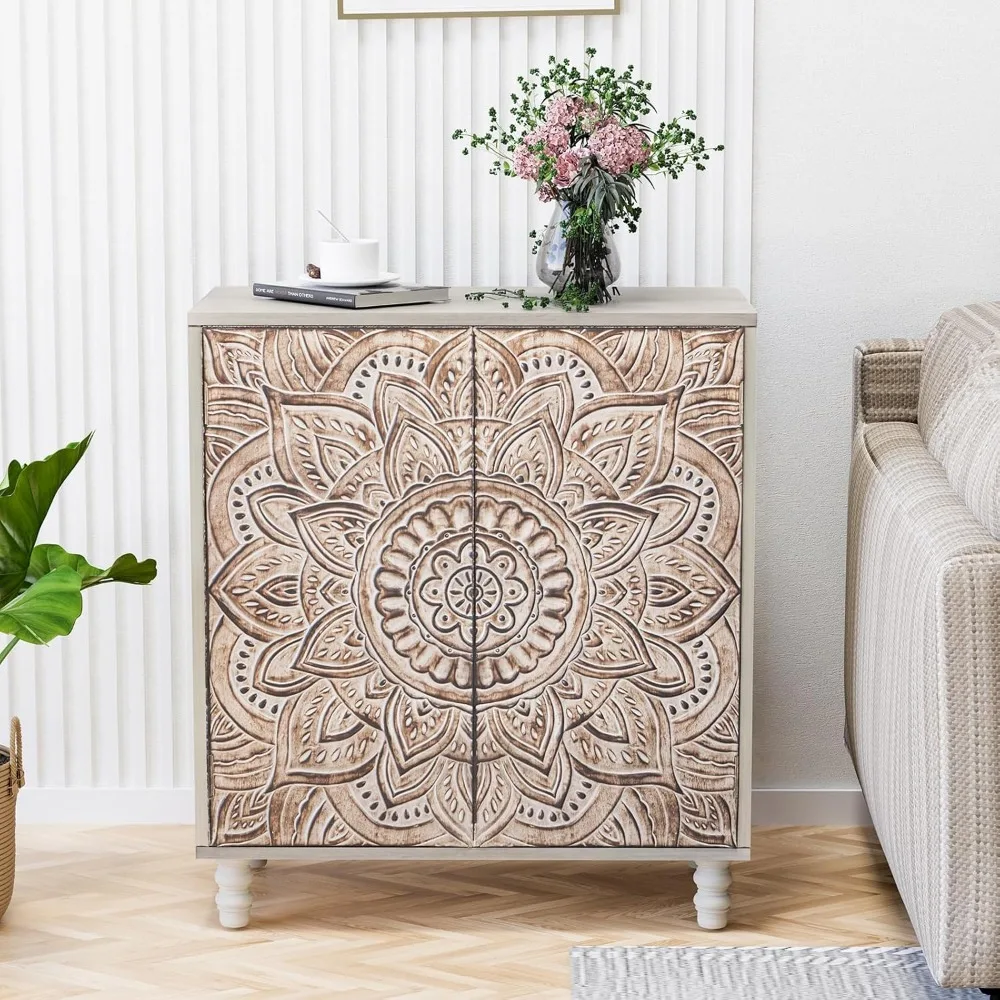 

Sideboard Buffet Cabinet with Storage, 32'' Modern Credenza with 2 Doors & Adjustable Shelves, Farmhouse Media Accent Cabinet f
