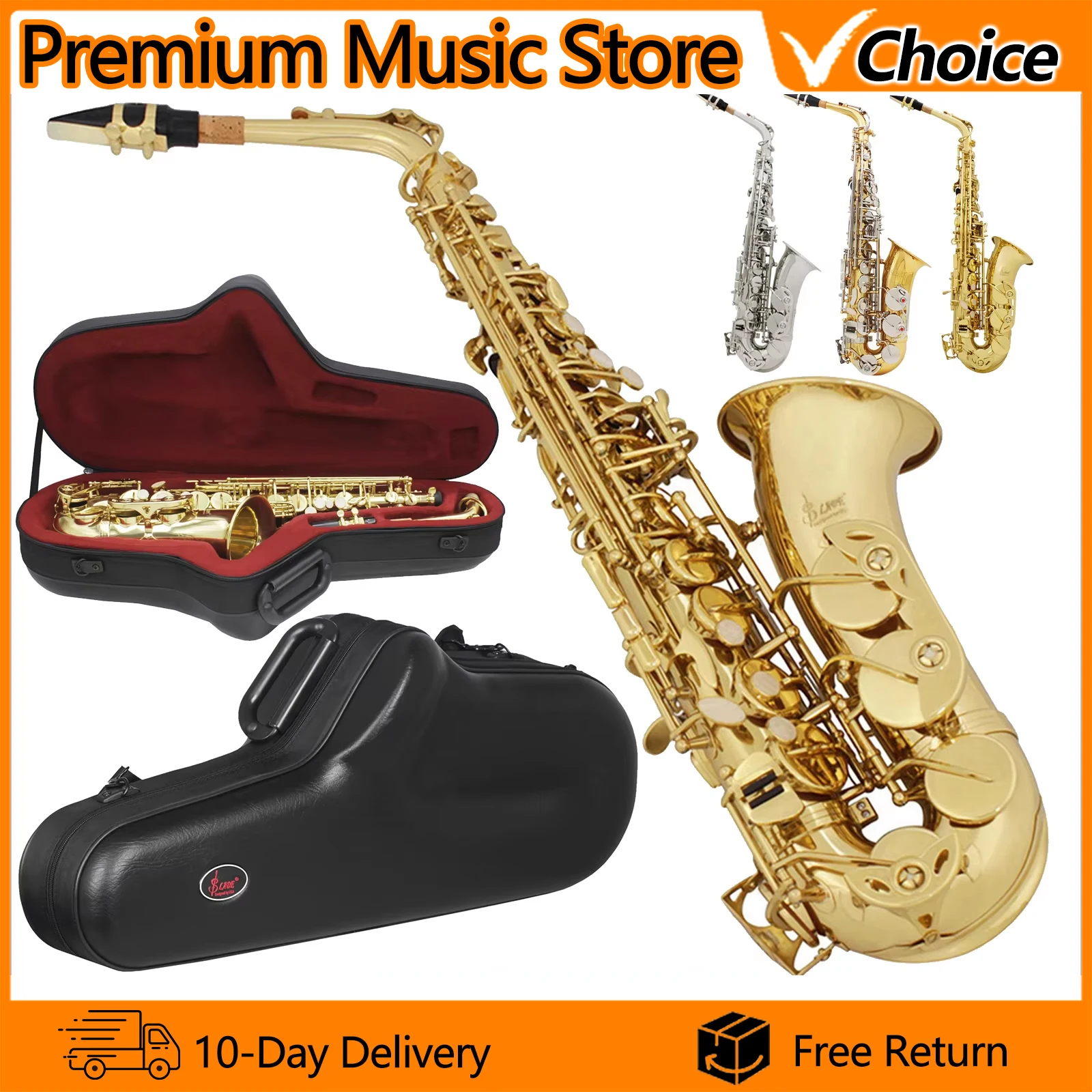 SLADE Alto Saxophone Eb Brass Body Saxophone Carved Shell Key High Quality Professional Woodwind Instruments With Hard Case