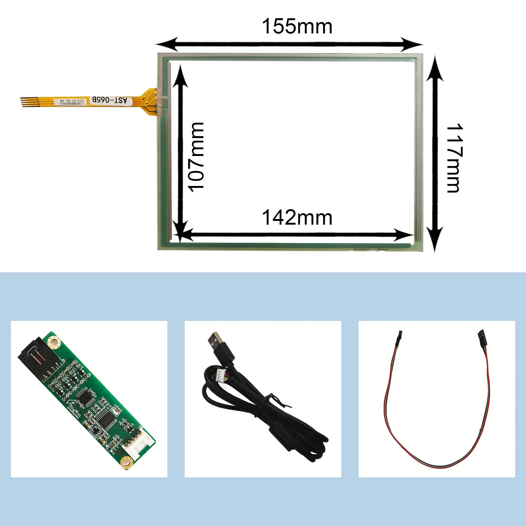 

6,5-дюймовая 4-проводная резитивная сенсорная панель с USB-картой контроллера для G065VN01 V2