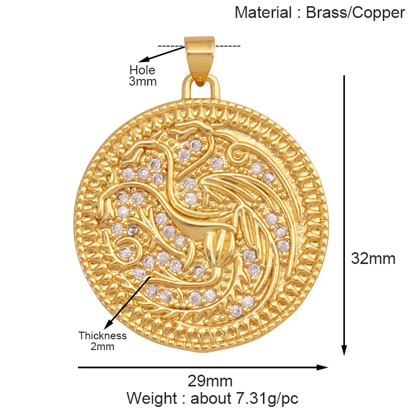 Tier Katze Bär Löwe Leopard Schlange Fuchs Schaf Charm Anhänger, echte 18K vergoldet Halskette Armband Schmuck Komponenten Versorgung S36 – Detail 8