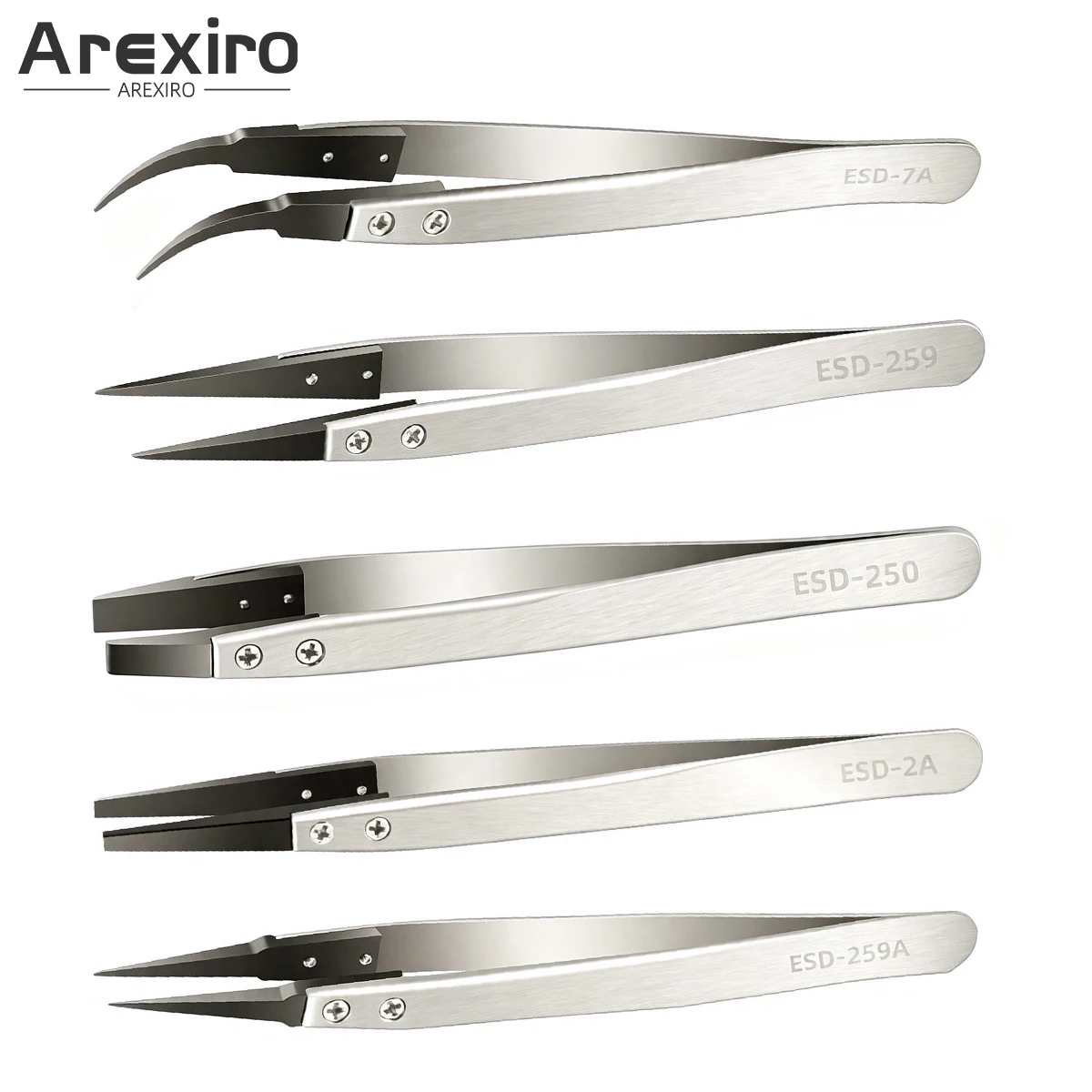 1PC ESD Antistatic Tweezers Stainless Steel Replaceable Tip Tweezers For Watch Repair Electronic Component Pick Tools