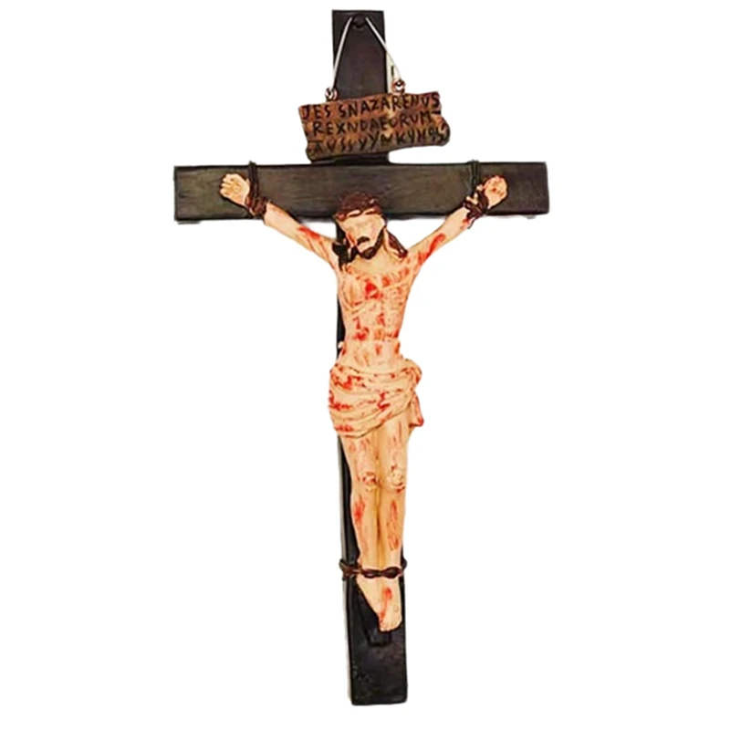 

Jesus Crucifix Statue Wall Cross Hanging Decoration Jesus Christ Catholic Home Decor Religious Collection Resin Easy Install