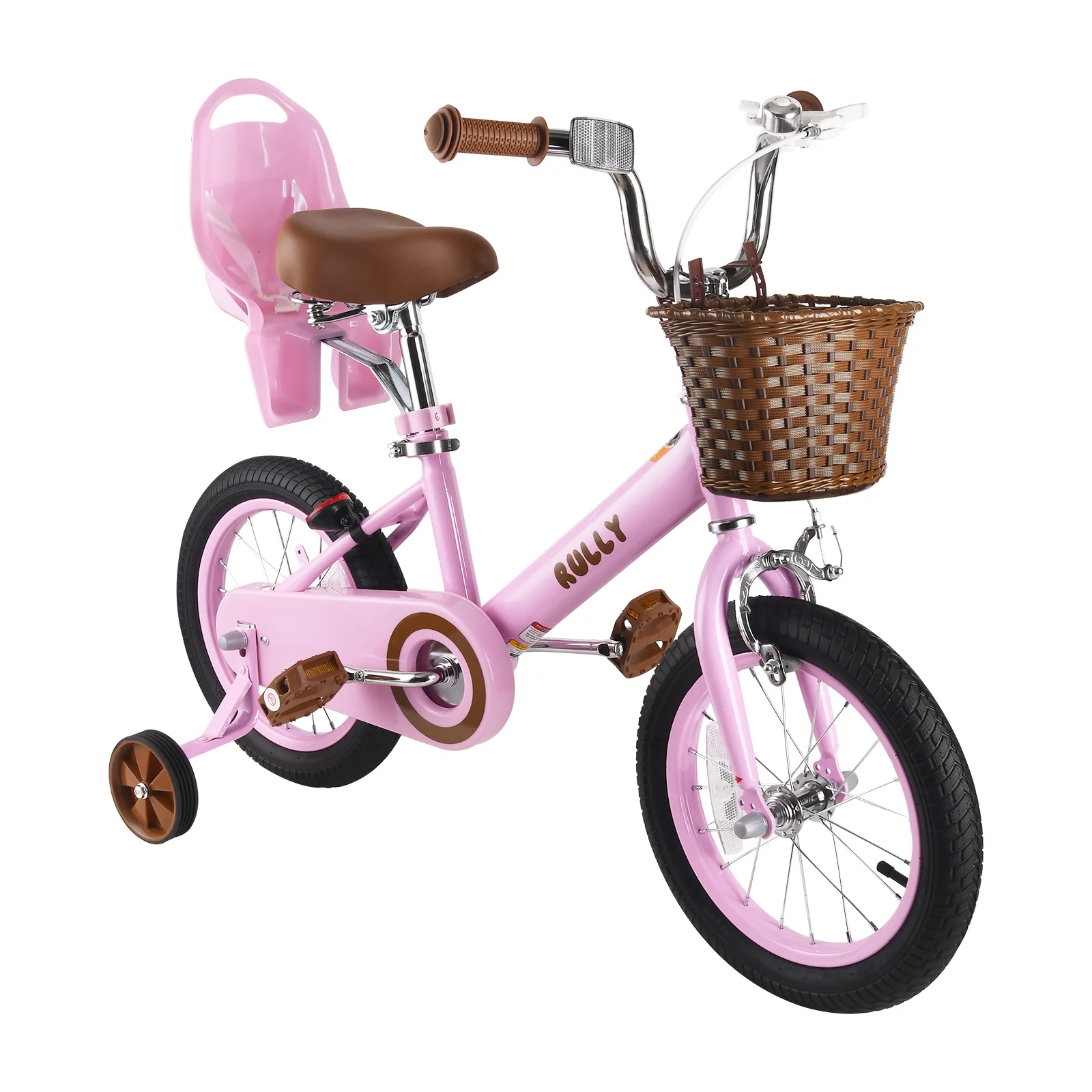 Retro Kids Bike with Training Wheels & Basket for 2-7 Years Old Girls & Boys, 12