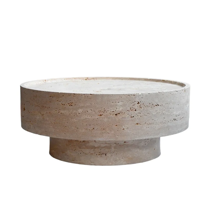 Luxurious Italian travertine modern coffee table expands the living room with home furniture