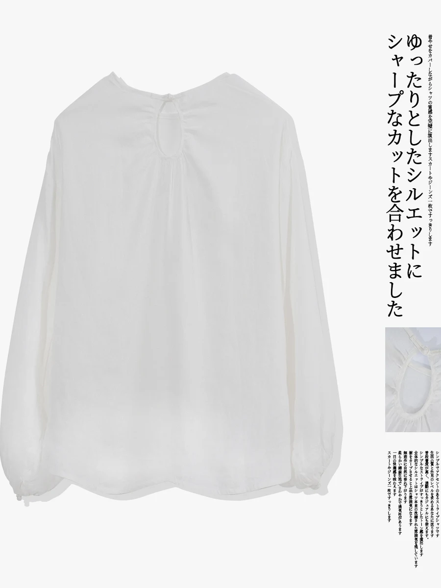 

Zimode Pure Linen Loose Long Sve Women's irt Comfortable Slimming Color Versatile New Arrival Ele Sle