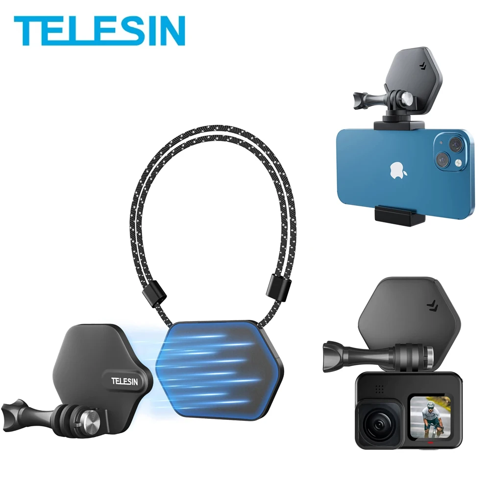 كاميرا الحركة المغناطيسية من TELESIN دعامة سريعة الإصدار Gopro لـ GoPro Hero 13 12 11 Insta360 X4 DJI Action 4 iPhone 16 15