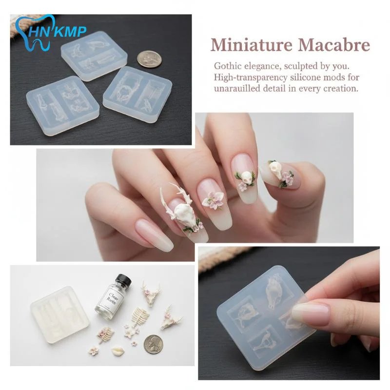 3D Silicone Nail Art Mold Mummy Ribs Spine Bone Pattern Heat Resistant for DIY Punk Gothic Style Nail Decoration