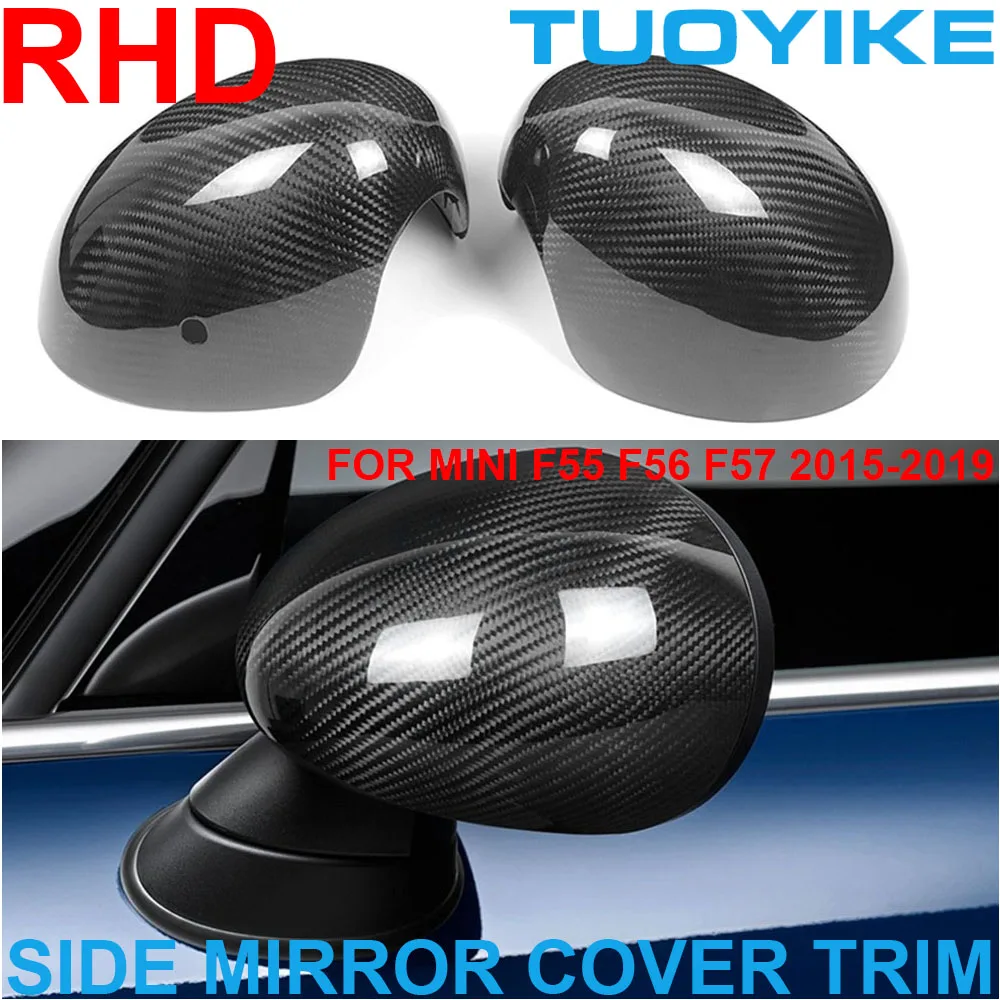 RHD Only Car Real Dry Carbon Fiber Exterior Side Mirror Rearview  Rear View Cover Cap Shell Trim For Mini F55 F56 F57 2015-19