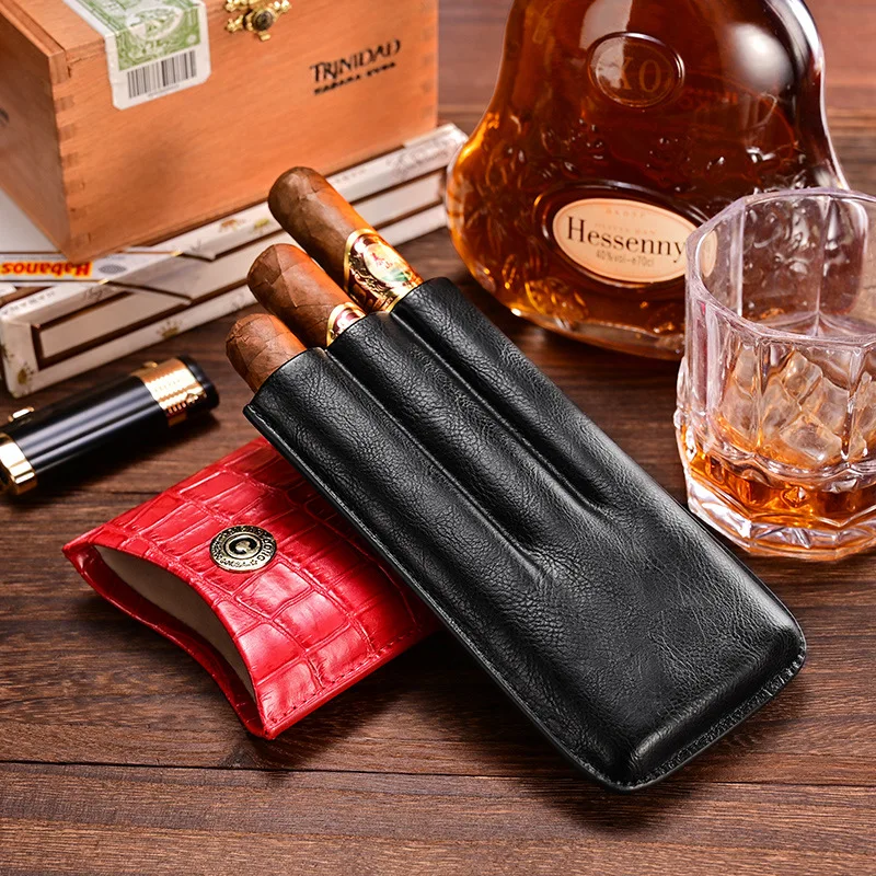 

Pack of 3 Cigar Leather Cover, Portable, Moisturizing, Multi-Color Optional, Travel Accessories