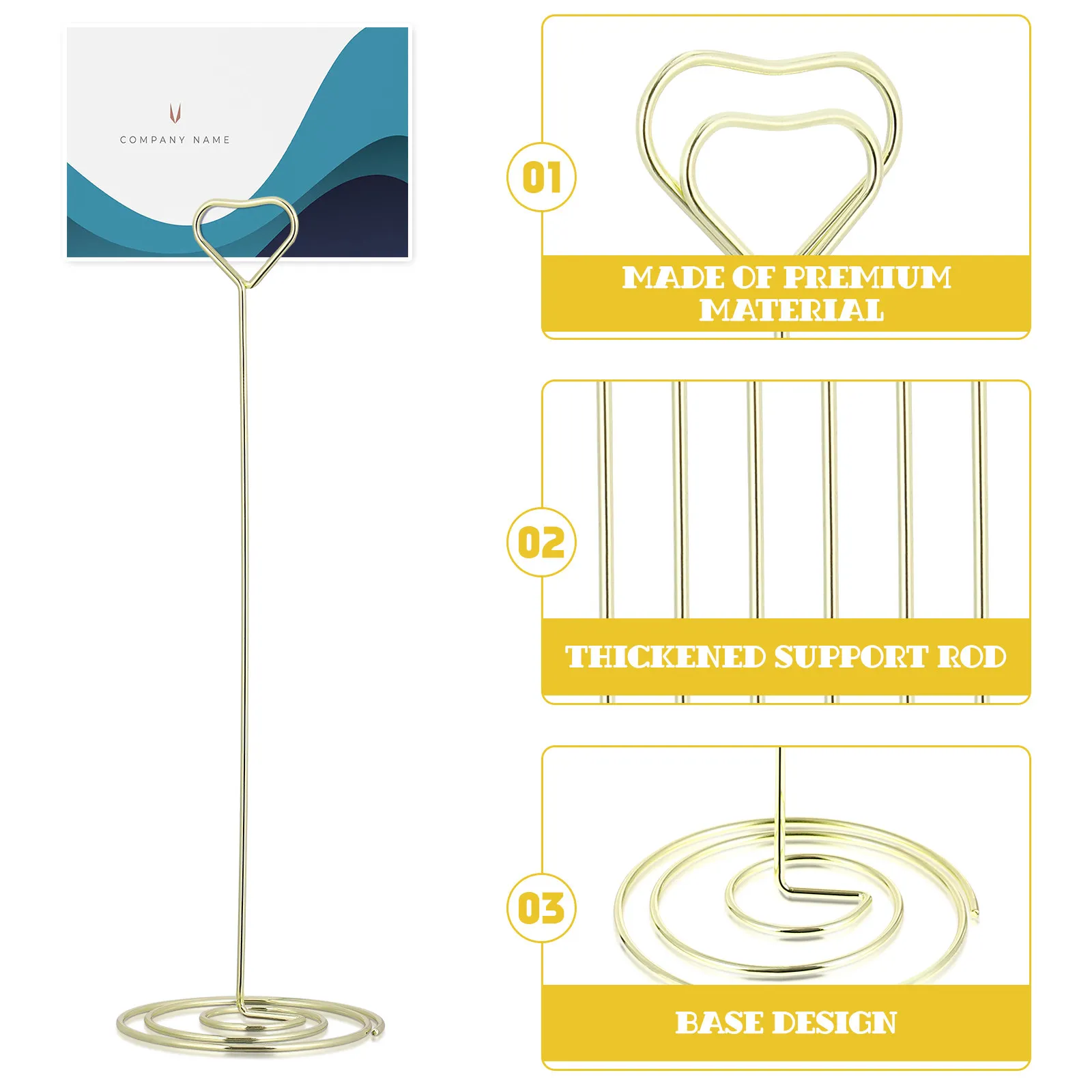 Metal Photo Clips Heart Shape Memo Clamp Desktop Tabletop Cards Holder Photo Stand for Wedding Birthday Graduation Home