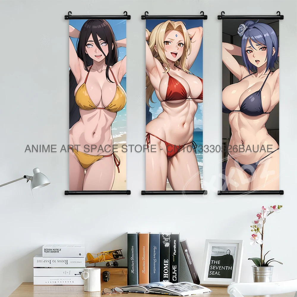 Naruto Hanging Painting Girl Haruno Sakura Poster Sexy Hyuga Hinata Scroll Picture Wall Art Temari Home Decor Yamanaka Ino Mural