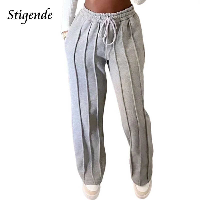 

Stigende Loose Fit Wide Leg Sweatpants Women Drawstring Straight Palazzo Pants