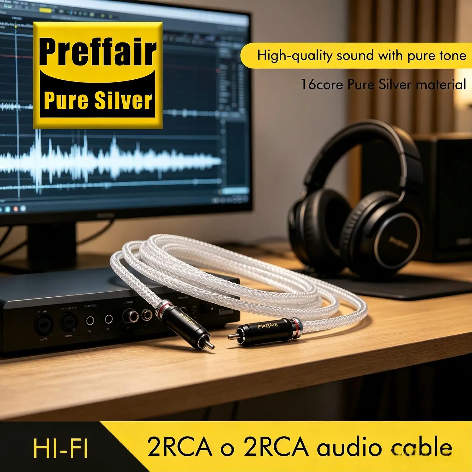 Preffair RCA Cable HiFi X460 OCC Copper Audio CD Power Amplifier Audio Exetend Wire with RCA High Quality Interconnect Plug