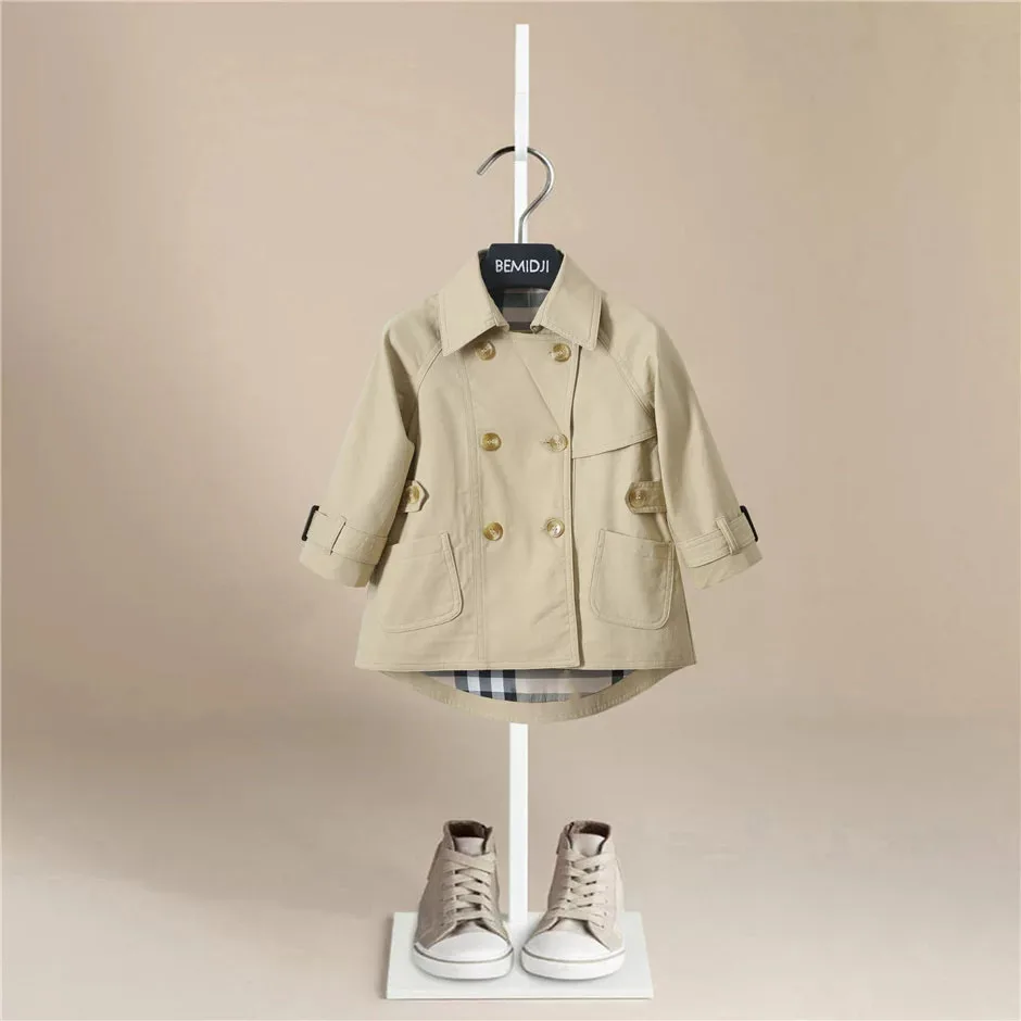 Fashion  Baby Girl Boy Trench Short Back Infant Toddler Kid Windbreak Jacket Autumn Spring Child Dust Coat Baby Outwear Clothes
