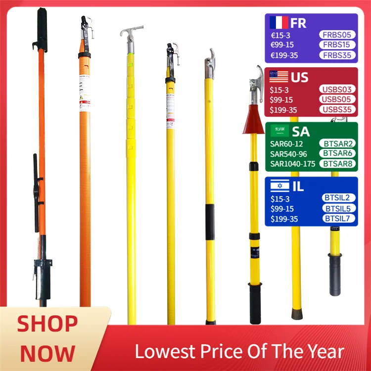 

Customized Adjustable High Voltage Fiberglass Round Telescopic Insulated Hot Sticks Rod