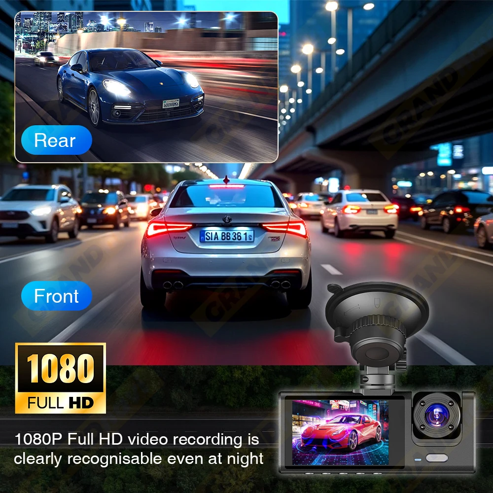 1080P Dual Camera Dash Cam for Cars, Front and Inside, Car Camera with IR Night Vision, Loop Recording, Wide Angle Car DVR Came