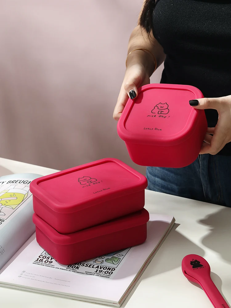 

Blue Lotus Home Silicone Microwave Se Lunch Box Fruit Container Food ade Storage Container Square ape Tee Divided Slots