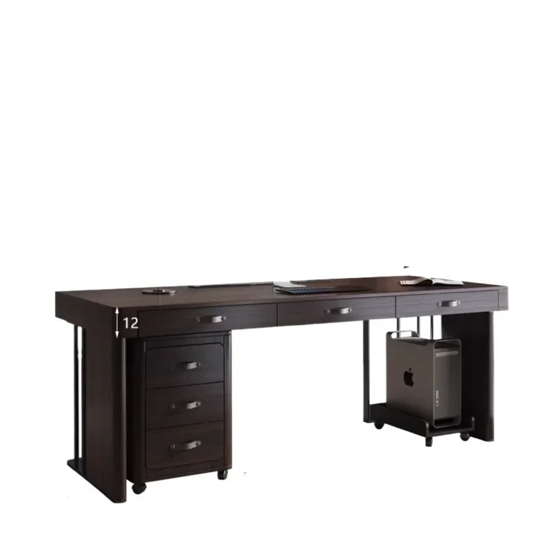 

~Solid wood desk, home study, minimalist designer, computer, black walnut boss desk, modern light luxury office desk